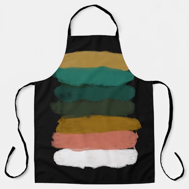 Colourful abstract lines, modern brush strokes. apron (Front)