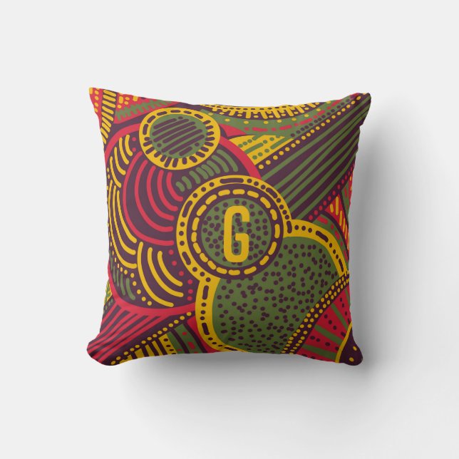 Colourful Abstract Lines | Pink Purple Yellow Gree Cushion (Front)