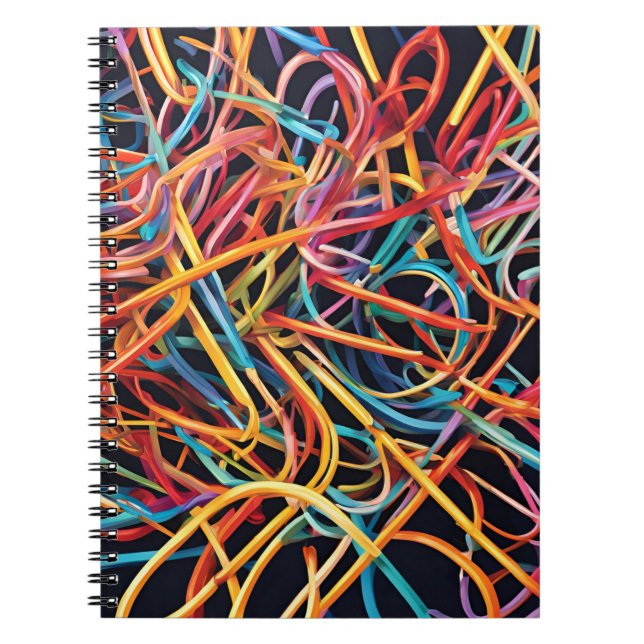 Colourful Abstract Lines Spiral Notebook (Front)