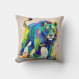 Colourful abstract Lion animal art design Cushion