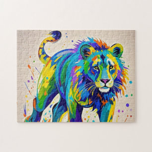 Colourful abstract Lion animal art design Jigsaw Puzzle
