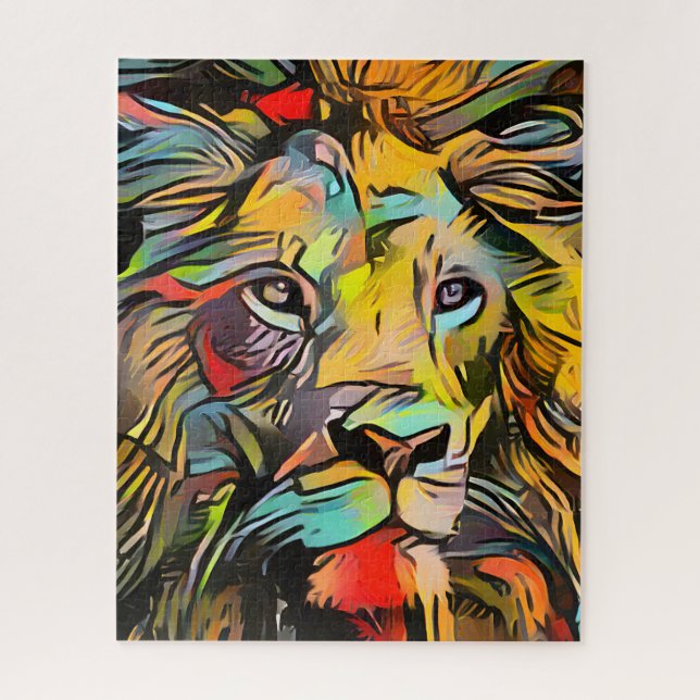 Colourful Abstract Lion | Challenging Hard  Jigsaw Puzzle (Vertical)