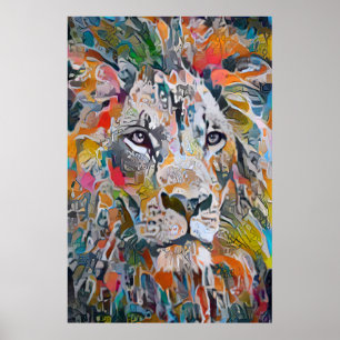 Colourful Abstract Lion Poster