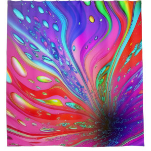 Colourful Abstract Liquid Waves Shower Curtain 