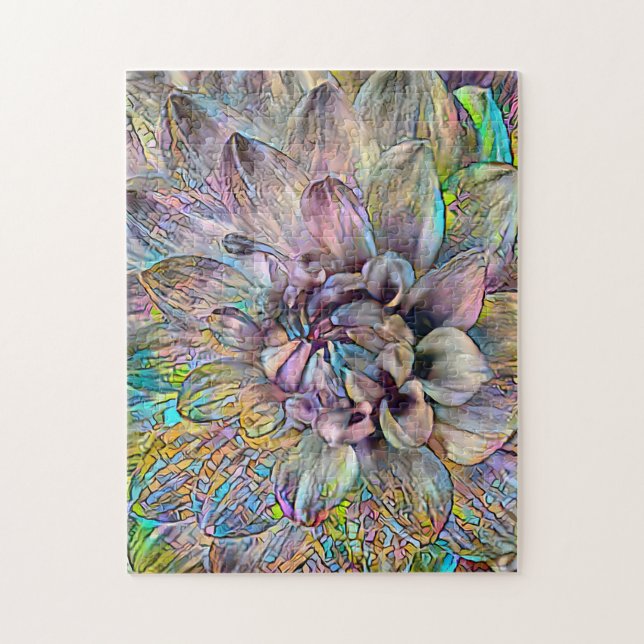 Colourful Abstract Lotus Flower | Challenging Hard Jigsaw Puzzle (Vertical)