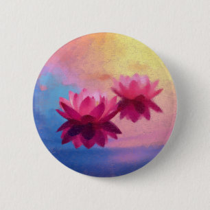 Colourful Abstract Lotus Flowers 6 Cm Round Badge