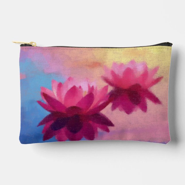 Colourful Abstract Lotus Flowers Accessory Pouch (Front)