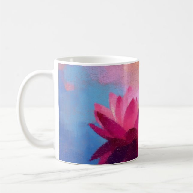Colourful Abstract Lotus Flowers Coffee Mug (Left)