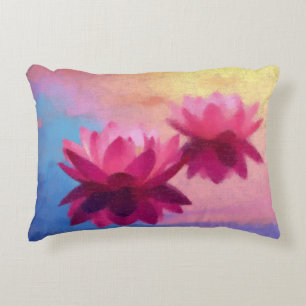 Colourful Abstract Lotus Flowers Decorative Cushion