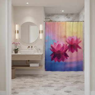 Colourful Abstract Lotus Flowers Shower Curtain