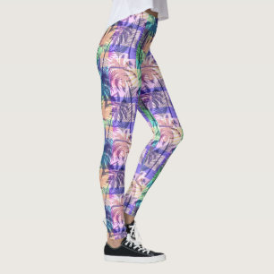 Colourful Abstract Luau Tropical Palm Trees Leggings