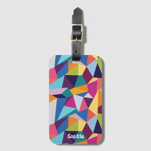Colourful Abstract Luggage Tag w/ Name (Front Vertical)