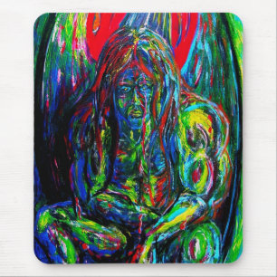 Colourful Abstract Man Oil on Canvas Mouse Pad