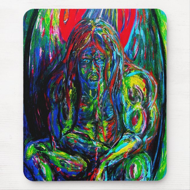 Colourful Abstract Man Oil on Canvas Mouse Pad (Front)