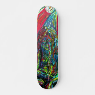 Colourful Abstract Man Oil on Canvas Skateboard