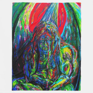 Colourful Abstract Man Oil Painting Art Fleece Blanket