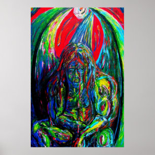 Colourful Abstract Man Oil Painting Art  Poster