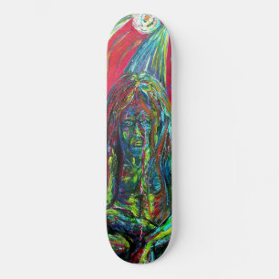 Colourful Abstract Man Oil Painting Art  Skateboard