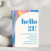 Colourful Abstract Marble Blue Pink Birthday Party