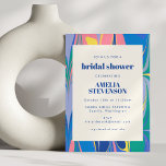 Colourful Abstract Marble Blue Pink Bridal Shower Invitation<br><div class="desc">Colourful Abstract Marble in Blue and Pink Bridal Shower Invitation</div>