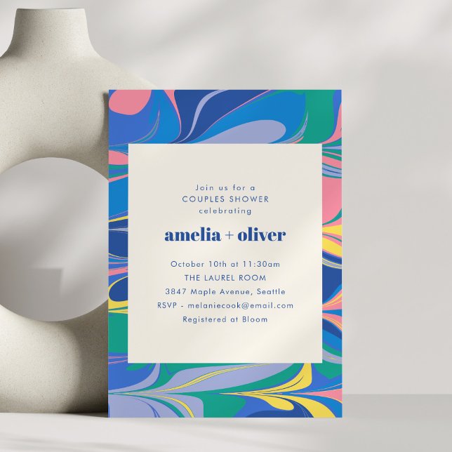 Colourful Abstract Marble Couples Wedding Shower Invitation (Creator Uploaded)
