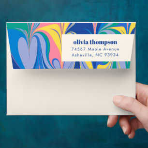 Colourful Abstract Marble Shower Return Address Envelope