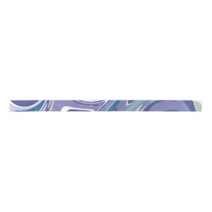 Colourful Abstract Marbling in Ocean Blue Satin Ribbon