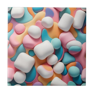Colourful Abstract Marshmallows Ceramic Tile