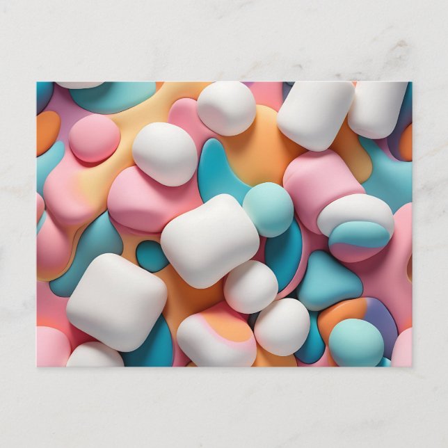 Colourful Abstract Marshmallows Postcard (Front)
