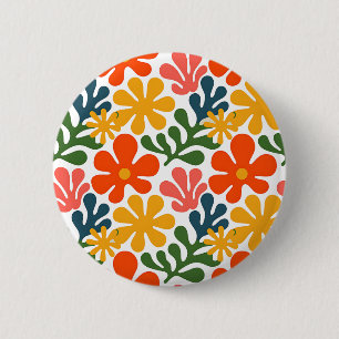 Colourful Abstract Matisse Floral Retro Art 6 Cm Round Badge