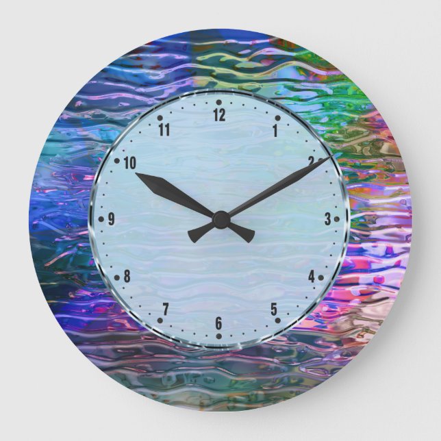Colourful Abstract Melting Glass Large Clock (Front)