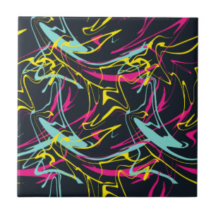 Colourful Abstract Memphis Lines Pattern Ceramic Tile