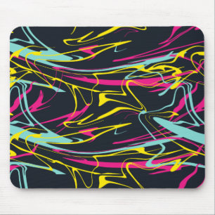 Colourful Abstract Memphis Lines Pattern Mouse Pad