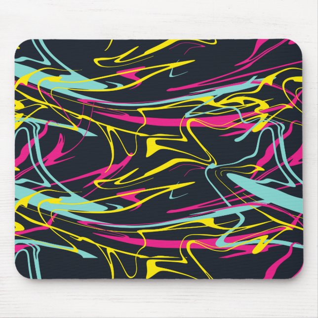 Colourful Abstract Memphis Lines Pattern Mouse Pad (Front)