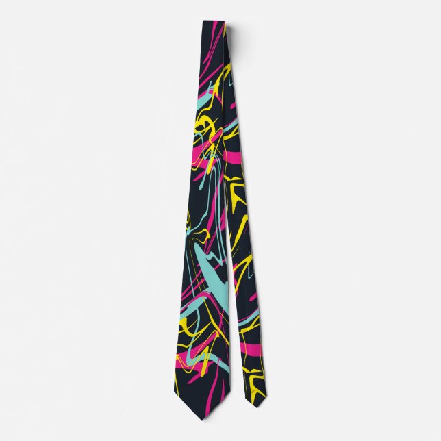 Colourful Abstract Memphis Lines Pattern Tie (Front)