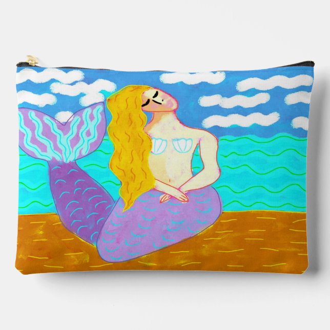 Colourful Abstract Mermaid Painting Accessory Pouch (Front)