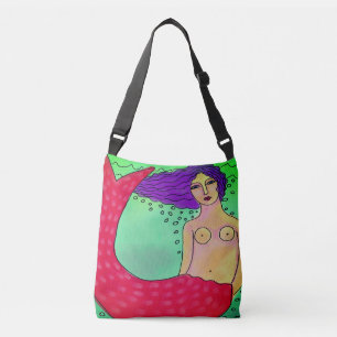 Colourful Abstract Mermaid Painting Crossbody Bag