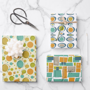 Colourful Abstract Mid Century Modern Pattern Wrapping Paper Sheet