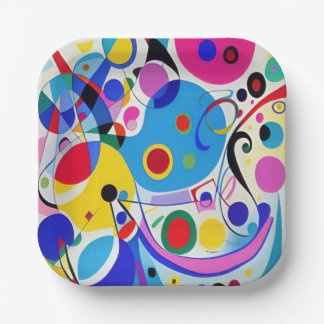 Colourful Abstract Modern Art Design Paper Plate