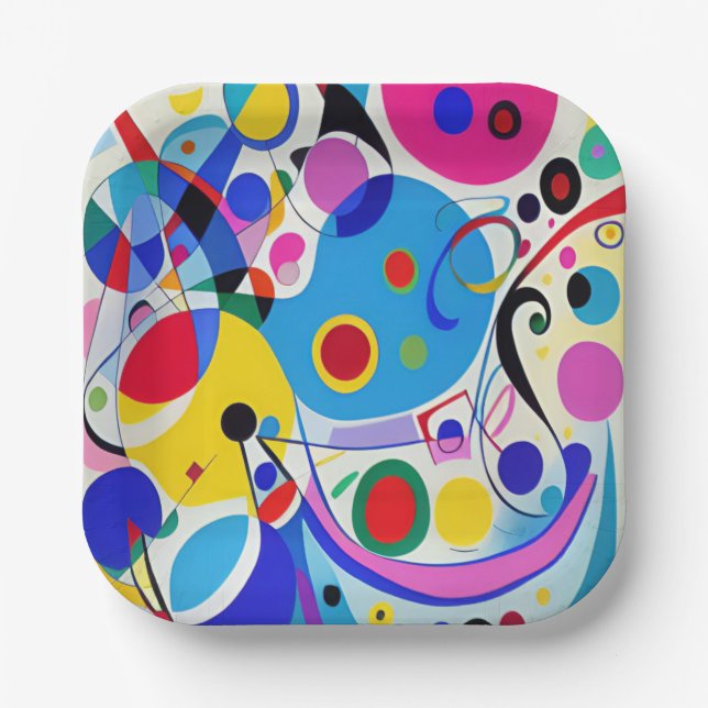 Colourful Abstract Modern Art Design Paper Plate (Front)
