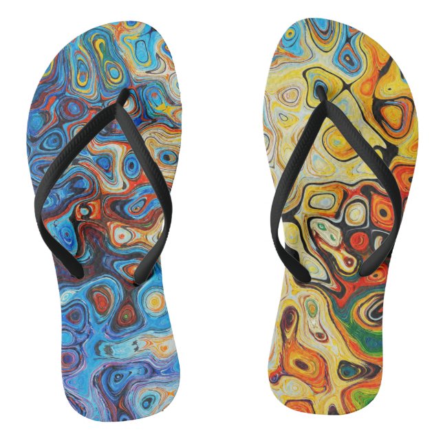 Colourful Abstract Modern Art Thongs (Footbed)