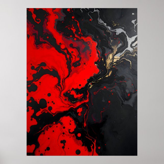 Colourful Abstract Modern .Crimson Abyss Abstract Poster (Front)