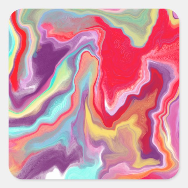 Colourful Abstract Modern Digital Art Marble Square Sticker (Front)