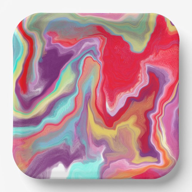 Colourful Abstract Modern Digital Art     Paper Plate (Front)