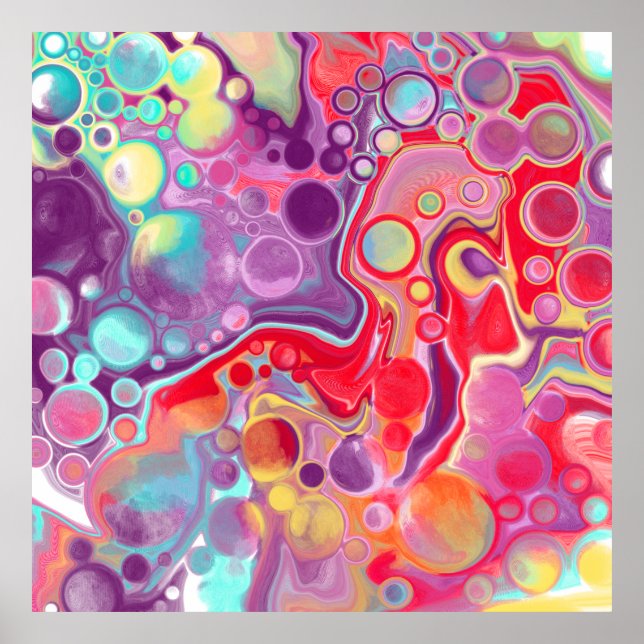 Colourful Abstract Modern Digital Art Poster (Front)