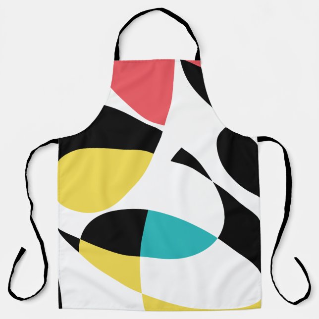 Colourful, abstract, modern, fun geometric pattern apron (Front)