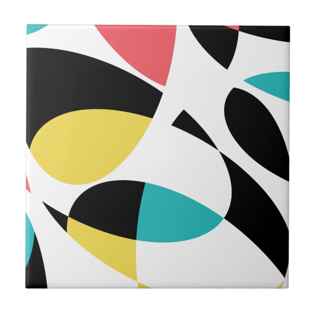 Colourful, abstract, modern, fun geometric pattern ceramic tile (Front)