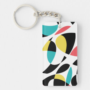 Colourful, abstract, modern, fun geometric pattern key ring