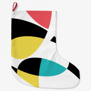 Colourful, abstract, modern, fun geometric pattern large christmas stocking