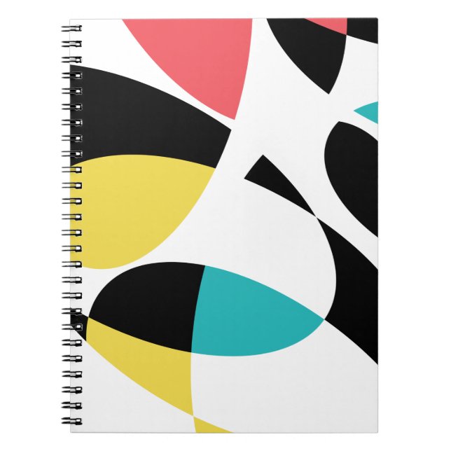 Colourful, abstract, modern, fun geometric pattern notebook (Front)